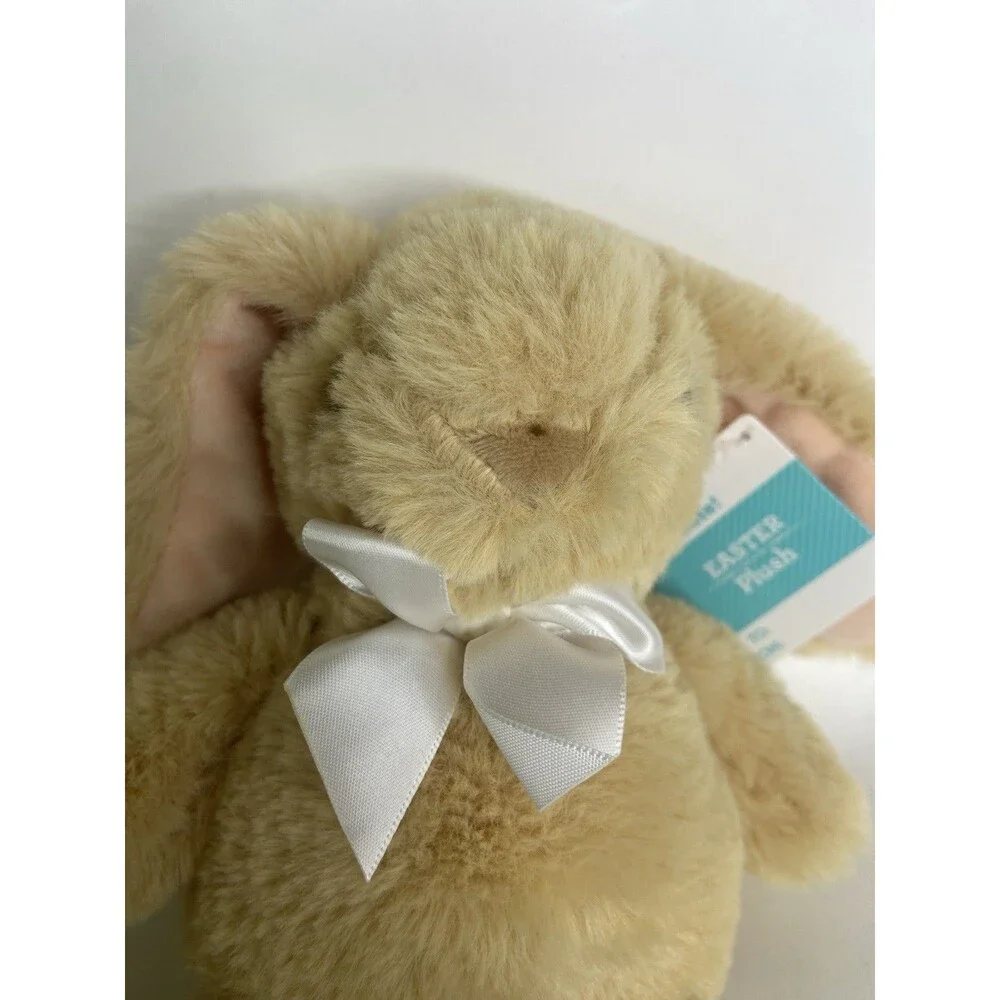Walmart Beige Tan Plush Bunny Rabbit Stuffed Animal Tow with Bow 2023 NEW